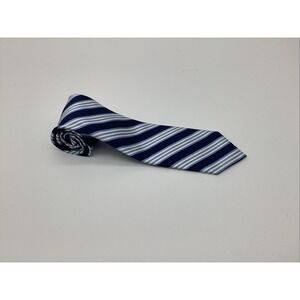 PETER MILLAR Men's 100% Silk Necktie LUXURY Tie XL Blue &white Stripe W3 60L EUC